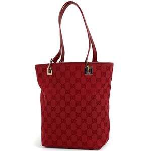 Gucci GG Print Tote Bag, Handbag, Canvas, Red, 0021099, Women's